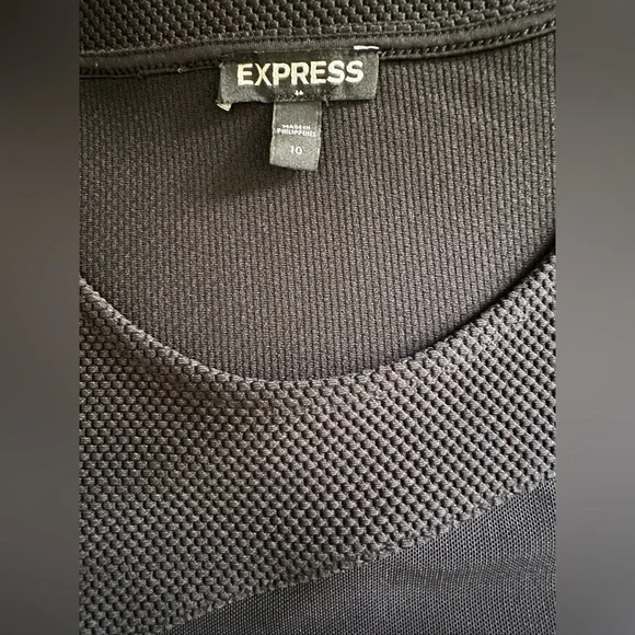Express Black Bodycon Dress with Mesh Insets. Size 10. - Picture 4 of 5